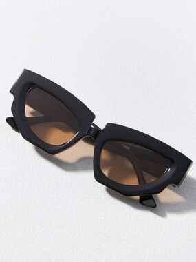 🕶️Anthropologie Elite Sharp Edge Cat-Eye Sunglasses NEW Black Polycarbonate